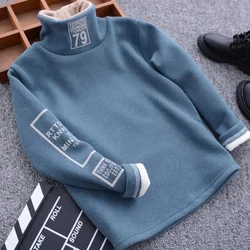 Children Tops for Baby Kids Boys Winter Warm Turtleneck Sweatshirts Girls Boys Letter Pullover Tops for Children Fashion Clothes