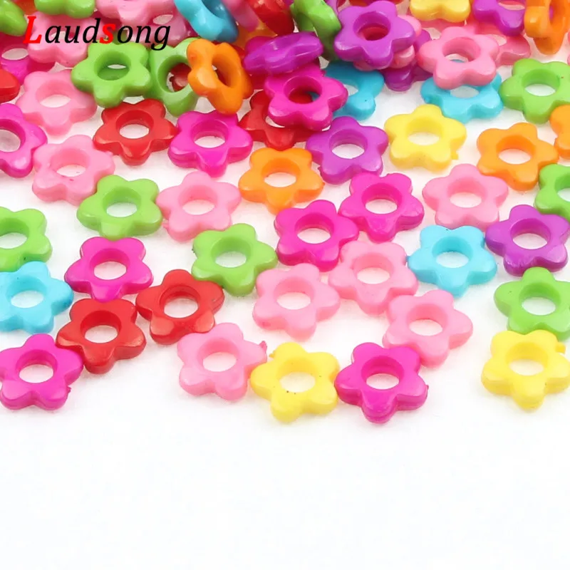 50pcs Multicolor Flower Beads Wreath Acrylic Spacer Beads 13mm For Jewelry Making Necklace Bracelet Diy Accessories