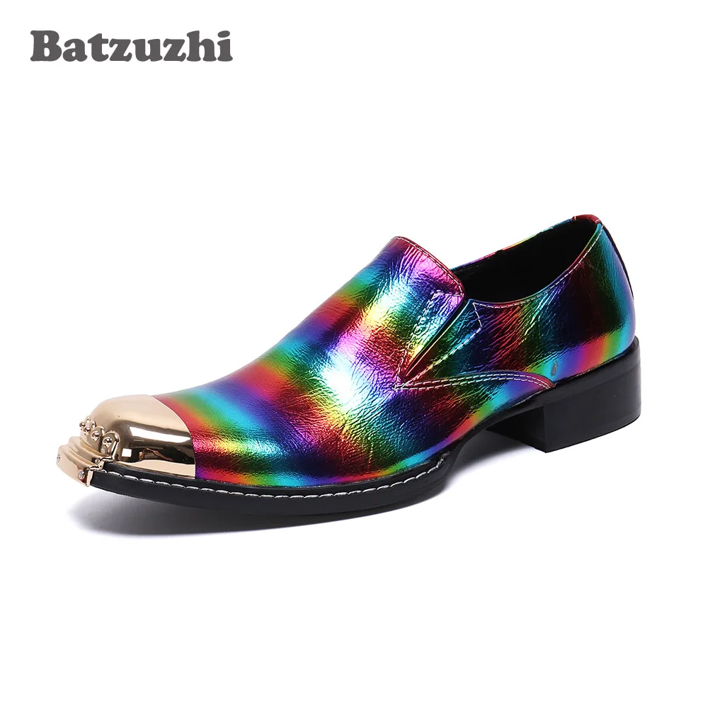 

Batzuzhi Italian Type Men Shoes Metal Tip Color Men's Party and Wedding Formal Leather Dress Shoes Men, Big Sizes US6-US12