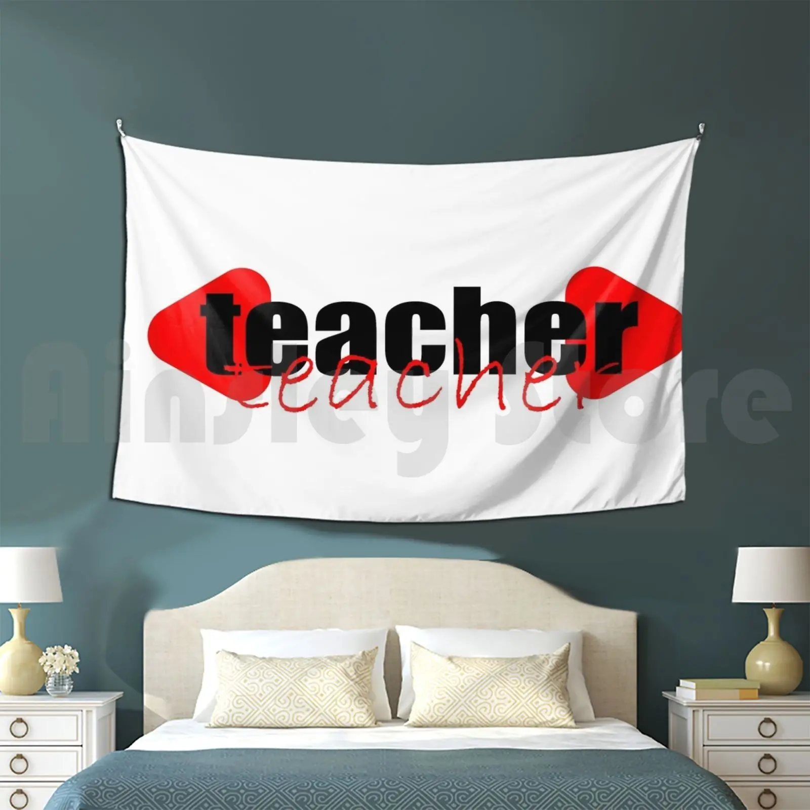 Teachers Have Sweet Hearts : Teach , Love , Inspire Tapestry Background Wall Hanging Teacher Teach English Teacher