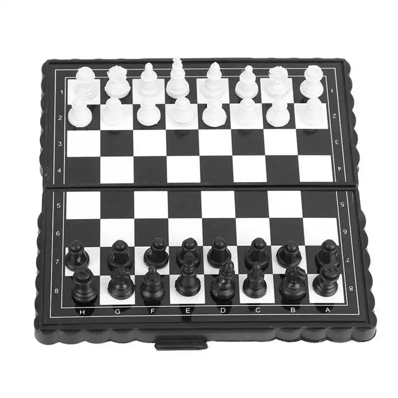 Portable Plastic Folding Chessboard Magnetic Chess Set Game for Party Family Activities