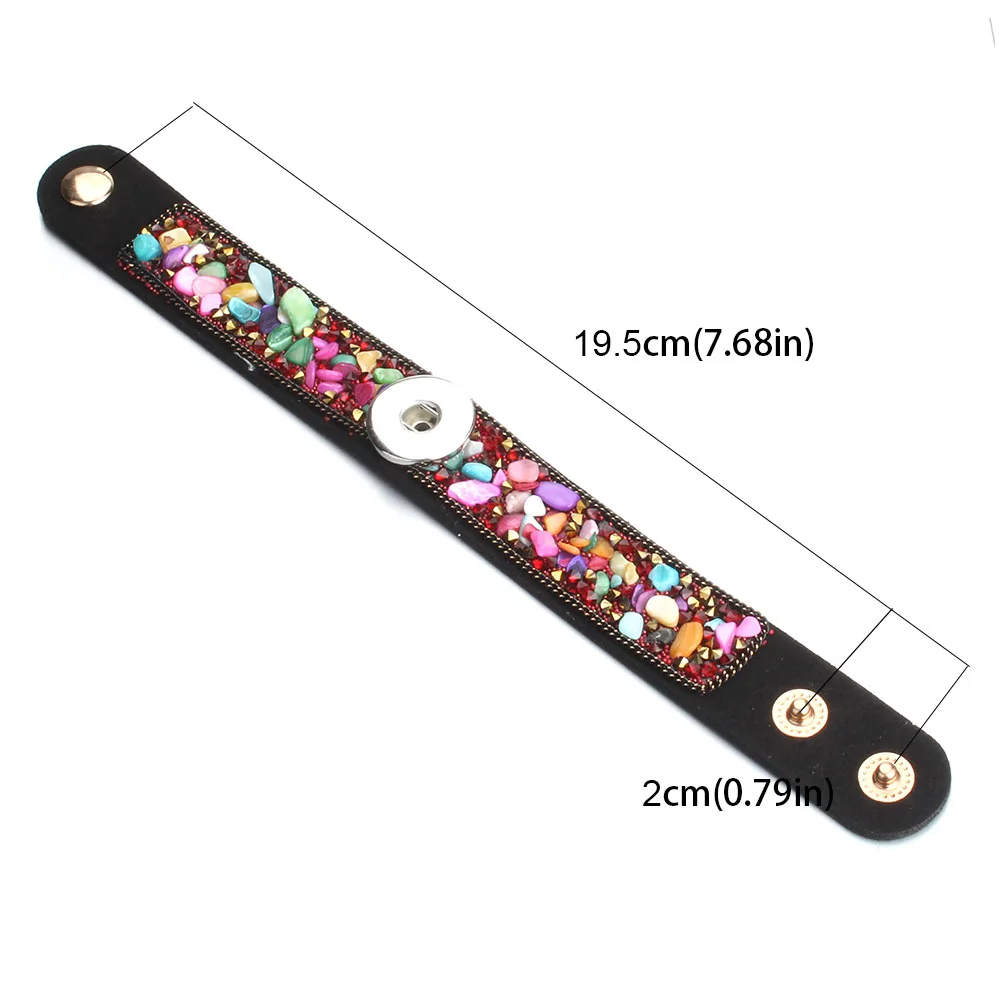 New Snap Jewelry 10 Color Natural Stone Leather Snap Bracelet Fit 18MM Snap Button Bracelets & Bangles For Women Femme Jewelry