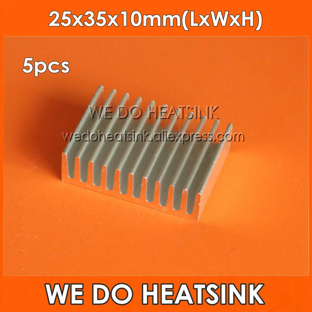 WE DO HEATSINK 5pcs 25x35x10mm DIY Extruded Epoxy Attach On Heatsink Aluminum Cooler For DIP