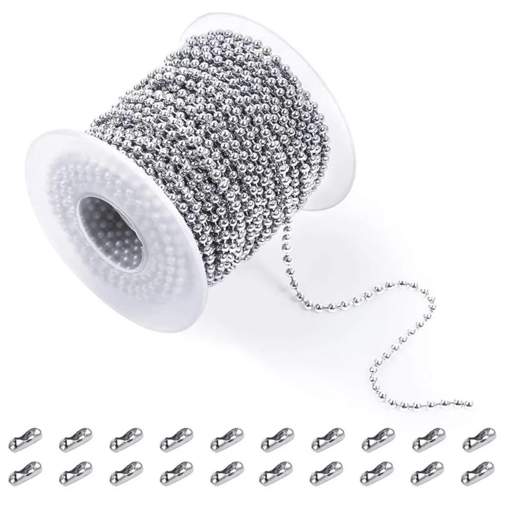 10Pcs Stainless Steel 2.4mm Ball Bead Chains for Necklace Bracelet DIY For Jewelry Making Adjustable Lead and Nickel Free