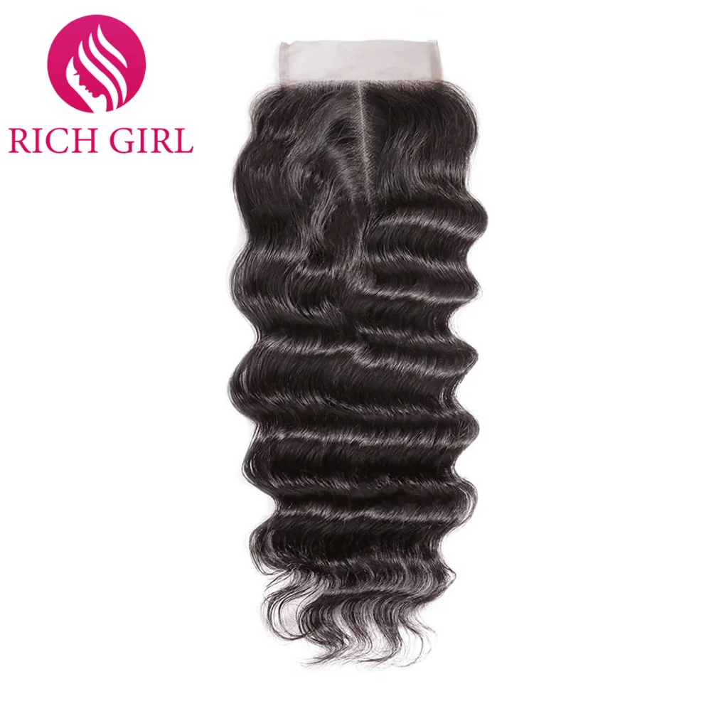 

Richgirl Loose Deep Wave Closure Pre Plucked 13x4 Lace Frontal Peruvian Human Hair Closure With Baby Hair Remy Natural Color