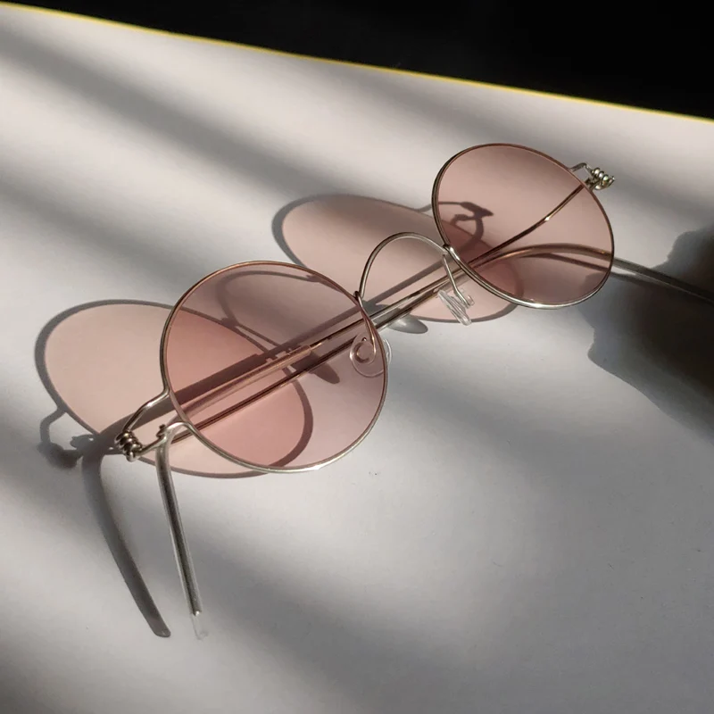 

Handmade custom screwless round diameter 38mm small round frame prescription glasses retro optical glasses light brown,gray lens