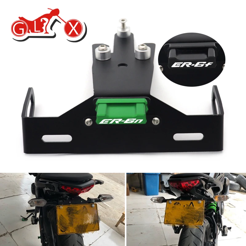 

For Kawasaki ER6N ER6F NINJA ER 6N ER 6F 2012-2015 2016 2017 Accessories License Number Plate Frame Holder Bracket With Light