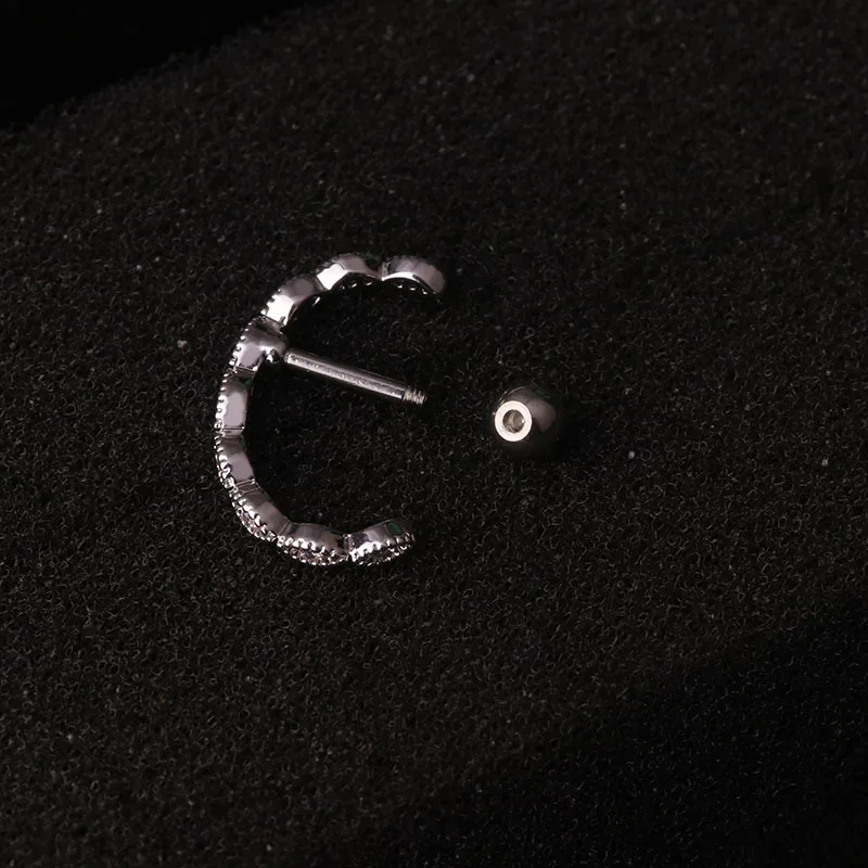 1PC 16G Ladies CZ Hoop Ear Stud Cartilage Helix Tragus Earring Piercing  Jewellery