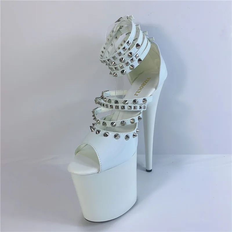 tacones de verano para mujer sandalias modelos moda pasarela zapatos sexy vampo remache sandalias decorativas 20cm