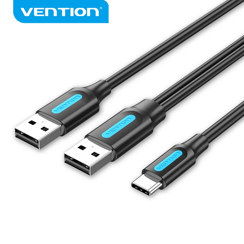 Vention Type C Dual USB with Power Supply 3A Fast Charging Data Cable for Samsung Note 3 S5 Hard Disk Xiaomi Micro USB 3.0 Cable