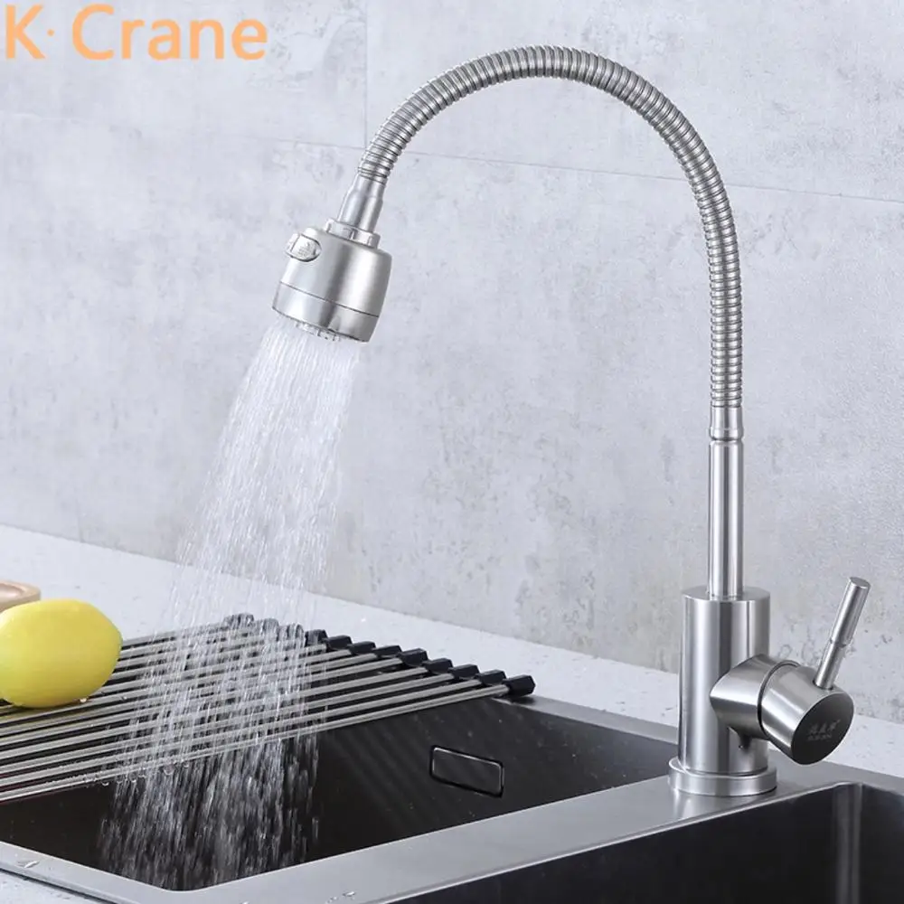 

Flexible Kitchen Sink Faucets Single Handle Single Hole Tap Deck Mounted Stainless Steel Torneiras Modern Brushed Mixer Grifos