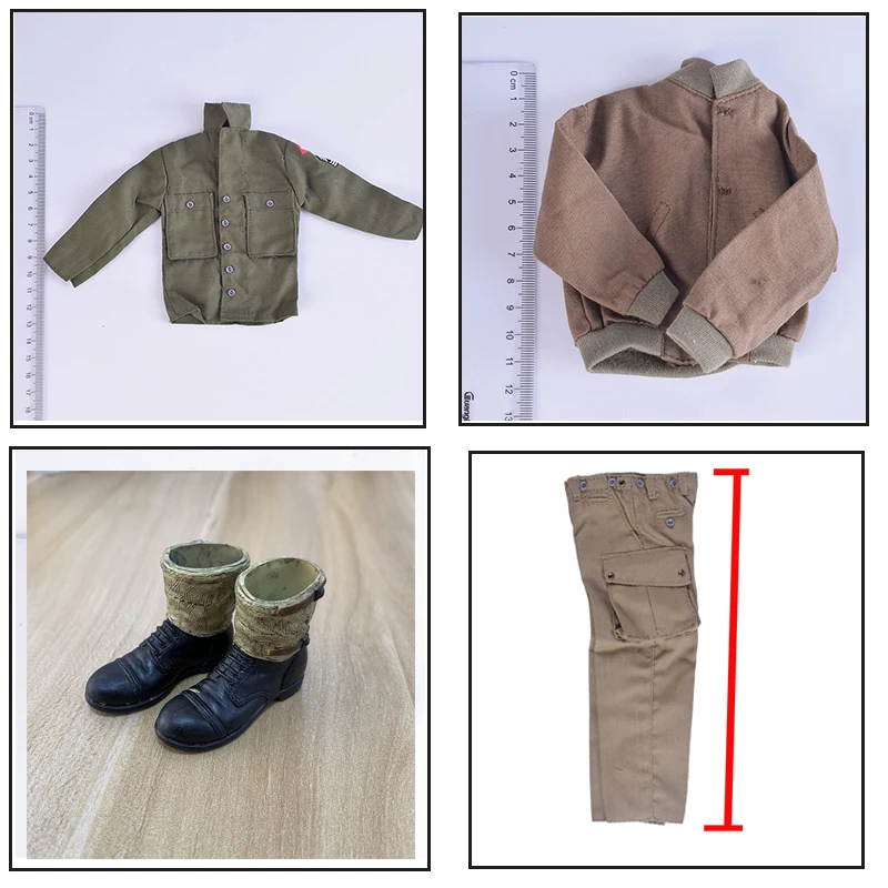 Segunda Guerra Mundial Militar Camisa e Calças Terno, Ranger Combat Botas, Escala 1:6, Roupas Soldado, Action Figure Acessórios, DIY, DML, Camisa, Calças, EUA