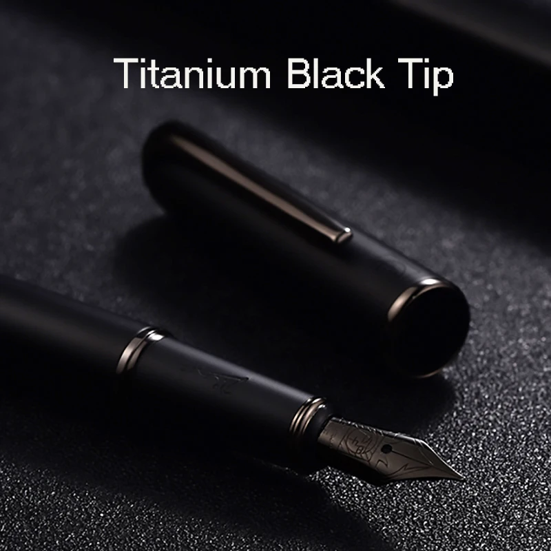 

Picasso Black Metal Fountain Pen Titanium Black EF/M/Bent Nib 0.38/0.6/1.0mm Matte Barrel Gift Box Option Business Pen Set