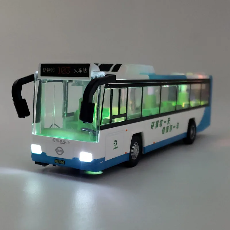 Electric Toy Tourist Traffic Bus Alloy Car Model Diecast Simulation Metal Toy City Tour Bus Model With Sound and Light Kids Gift