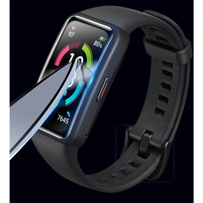 قطعتان من طبقة حماية شفافة من مادة TPU لهاتف Huawei Honor Band 6 Smartwatch غطاء كامل رفيع للغاية لهاتف Huawei Band 6 شاشة HD