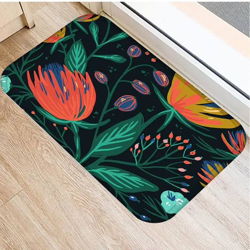 Anti-slip Bath mat Suede Plant Printed Bathroom kitchen bedroon floor mat Home Entrance Rugs kids prayer mat 40*60cm DD261