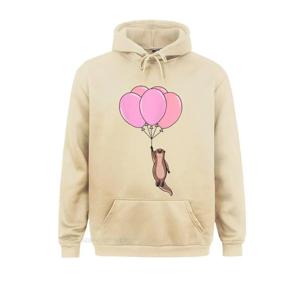 Zee Otter Vliegende Roze Ballonnen Leuke Dier Gift Manga Herfst Mens Hoodies Japan Stijl Kleding Nieuwe Lange Mouw Sweatshirts