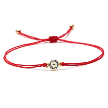 Weiß Blau Zirkon Kristall Mini Türkisches Auge Charm Armband Frauen Männer 5A Grade CZ Kupfer Evil Eye Gelb Grün Rot String Schmuck