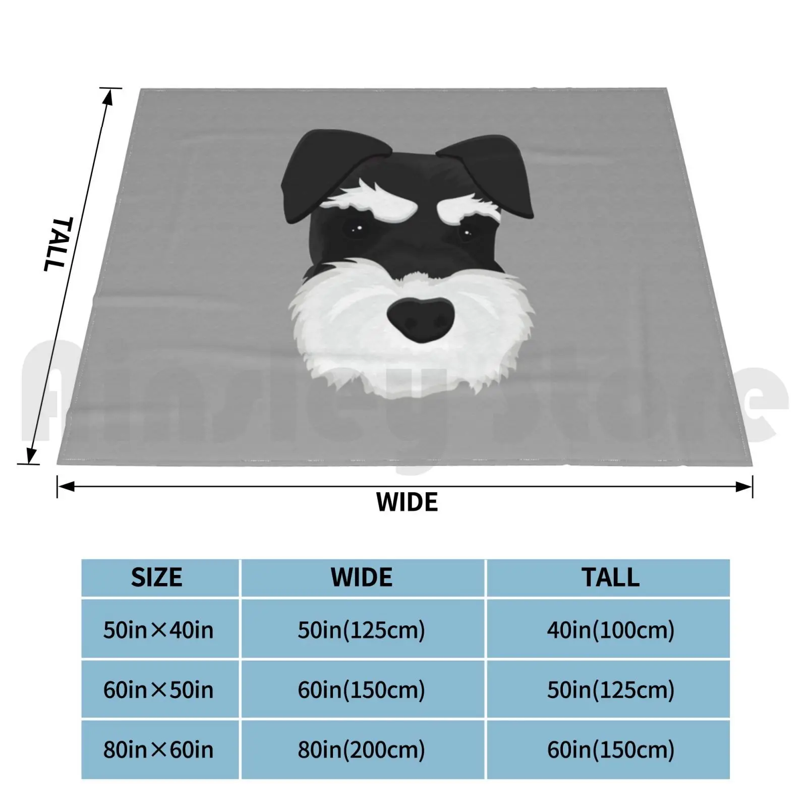 Schnauzer-Black And Silver Blanket Fashion Custom Down Ear Schnauzer Nature Ear Schnauzer Standard