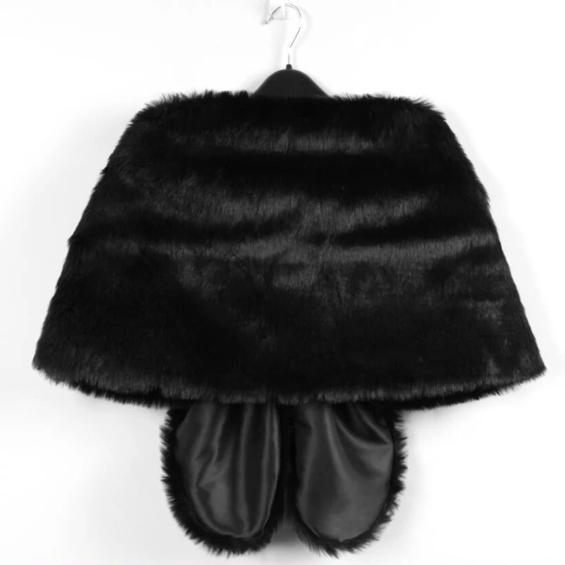 Women Bridal Shawl Wedding Cape Warm Plush Elegant Winter Faux Fur Long Shawl Stole Wrap Shrug Scarf For Evening Party Decor