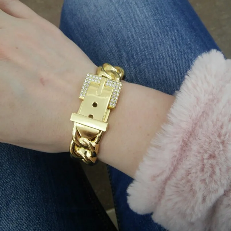 Belt shape Metal Cuff Bracelets Bangles For Women Statement Alloy Arms Bracelet Rhinestones Jewelry Party Fashion Accessories