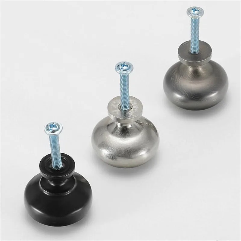 New Round Zinc Aluminum Alloy Drawer Single Hole Solid Handle Smooth Brushed Golden Grey Ball Knob Handles Furniture