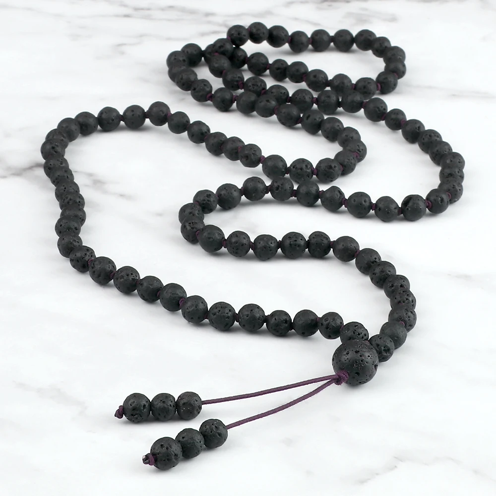 Lava Rock Mala Beaded Necklace 6 8mm Natural Volcanic Stone Men Meditation Wrap Bracelets Essential Oil Diffuser Women Necklaces