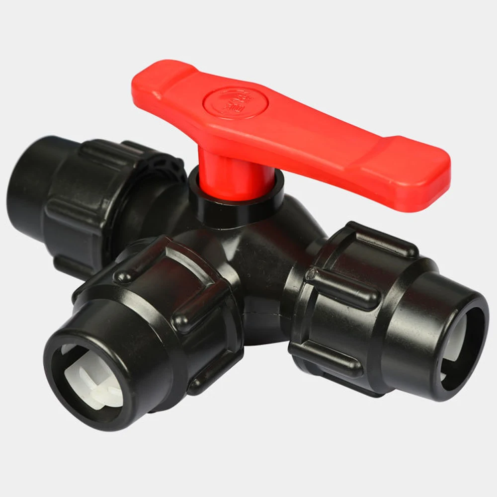 20/25/32mm Three-way Fast Connection Valve T-type Water Splitter PVC PE Pipe Fittings Quick Connector for Irrigation