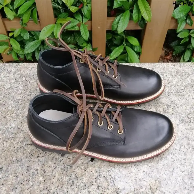 Classic Man Casual Dress Office Mens Boots Handmade Wedding Party Flats Round Toe Basic Laceing Loafers Mens Shoes
