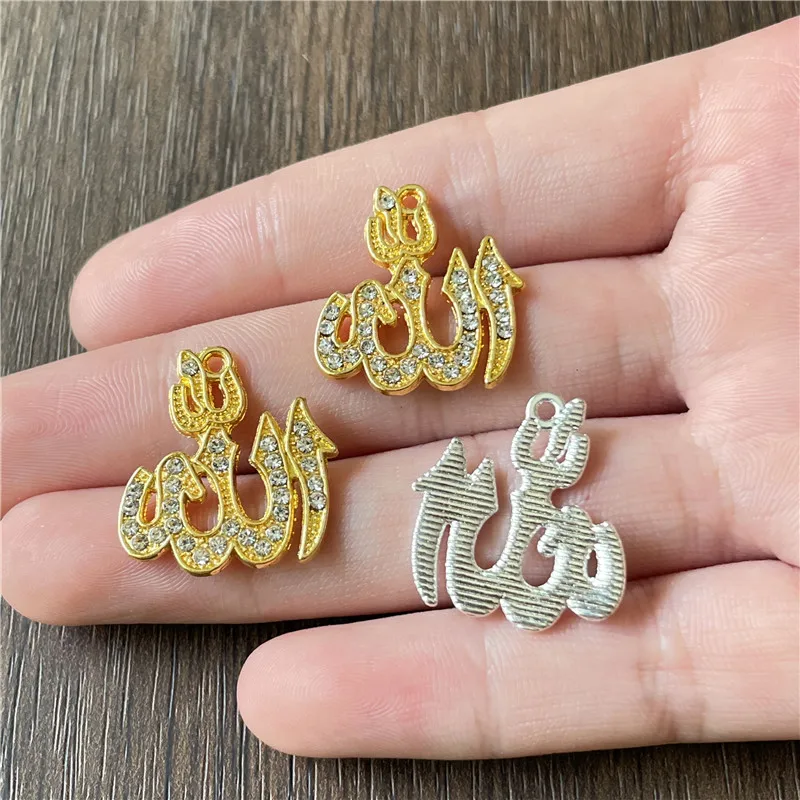 Imagem -05 - Muçulmano Islâmico Allah Strass Pingente para Fazer Jóias Faça Você Mesmo Artesanal Pulseira Colar Rosário Pingente Acessórios 120 Peças