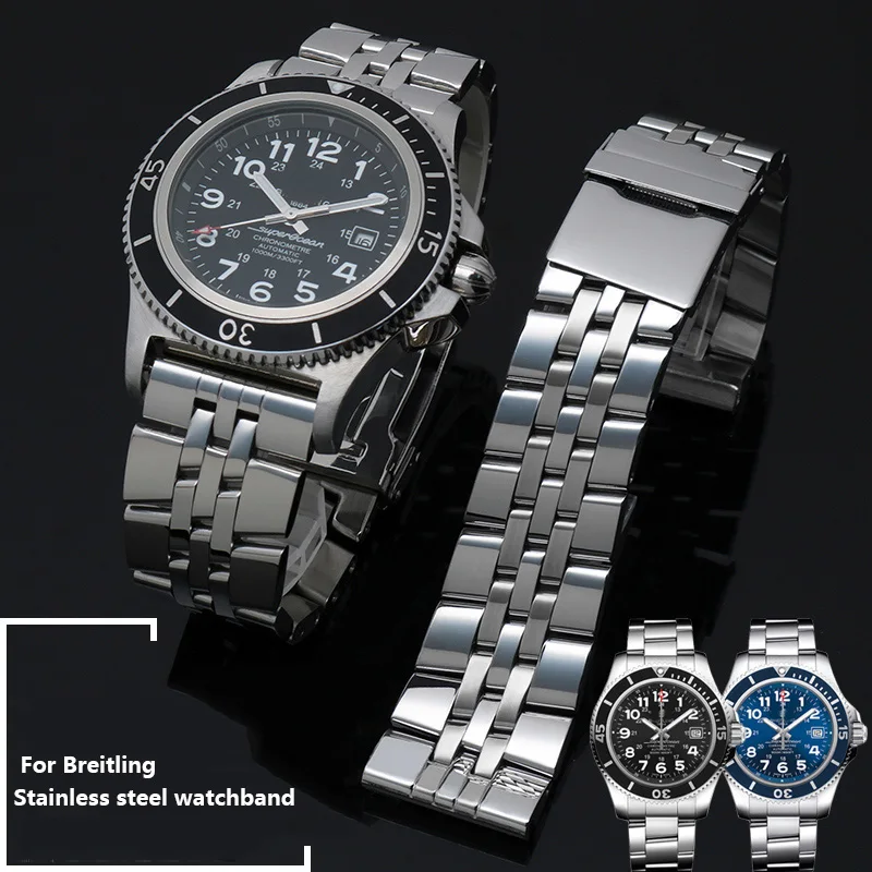 

High qualit 316L Stainless steel watchband For Breitling AVENGER NAVITIMER SUPEROCEAN watch strap 22mm 24mm solid metal bracelet