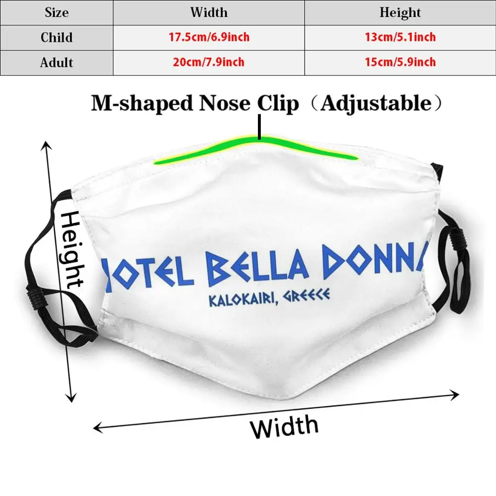 Mascarilla reutilizable con estampado divertido de Hotel, máscara facial con filtro Pm2.2691, Hotel Bella, donas, Mamma, Mia, Dancing Queen, Take A force, Grecia