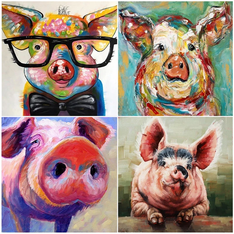 Lovely Colors Pig Animal 5D Diy Diamond Painting Cross Stitch Full Round Picture of Rhinestone Mosaic Diamond EmbroideryZP-2110