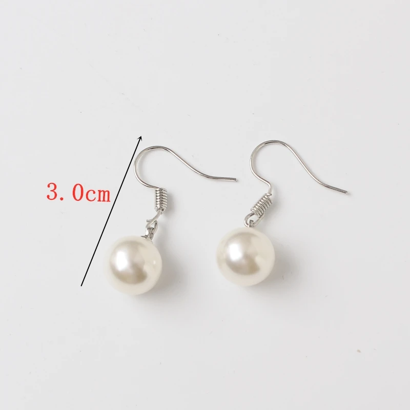 Simple White Imitation Pearls Ball Hook Earrings Eardrops Bridal Wedding Party Jewelry Wholesale Aretes de mujer серьги женские