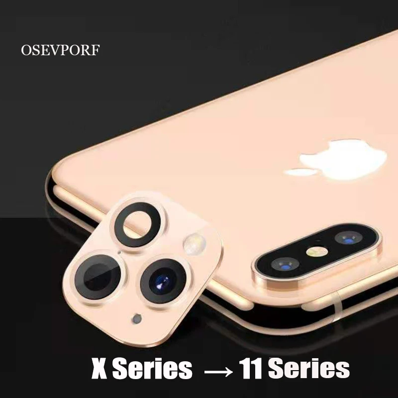 Fake Camera Lens For iPhone XS X Max Seconds Change Camera to 11 Pro Max Metal Back Screen Modified Cover Protector Film Sticker