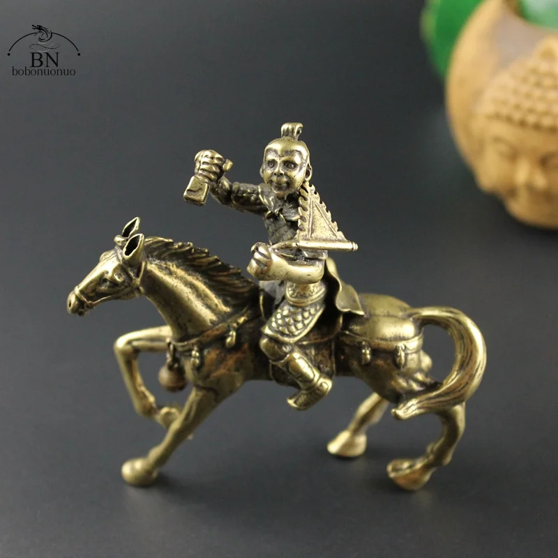 Pure Copper Monkey Riding Horse Statue Miniature Figurines Home Desk Feng Shui Ornaments Crafts Decor Bring Good Luck And Wealth