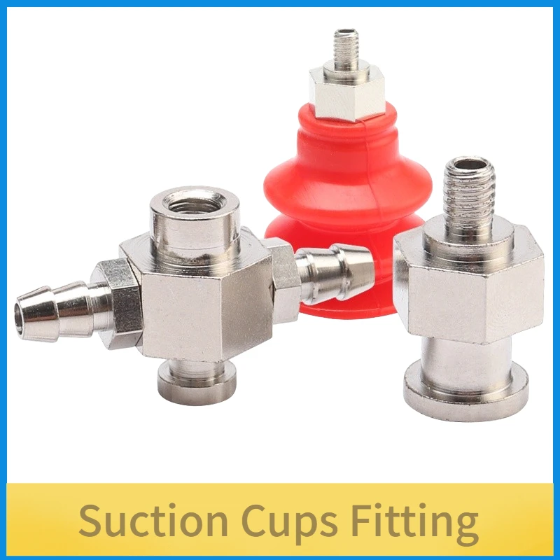 Peças do manipulador ventosas cabeça grande cabeça pequena adaptador de dente de metal m5 conector de cotovelo de t de ferro conector pneumático articulação rápida