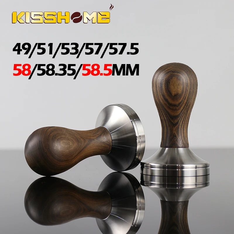 Coffee Tamper Chacate Preto Wood Handle Coffee Powder Hammer 304 Stainless Steel 51/53/57/57.5/58/58.35/58.5mm Cafe Accessories