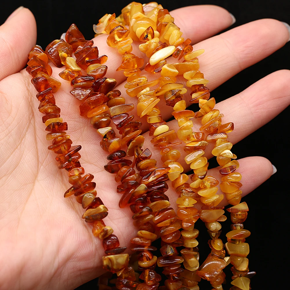 Wholesale Amber Beads Natural Gem Stone Crystal Gravel Chips Loose Beads for Jewelry Making DIY Bracelet Necklace Gift 40cm