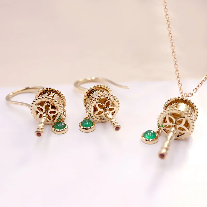 Tibetan Six-character Mantra Prayer Wheel Necklace and Earrings