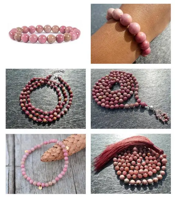 Natural Stone Red Rhodonite Round Beads For Jewelry Making Strand 15\