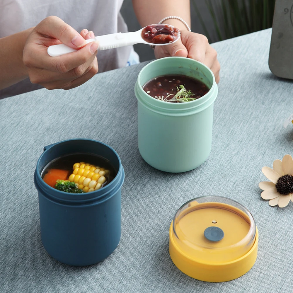 500ML Portable Breakfast Cup Oatmeal Cup Cereal PP Material Soup Container Nut Yogurt Mug Snack Cup Microwave with Lid Spoon Mug