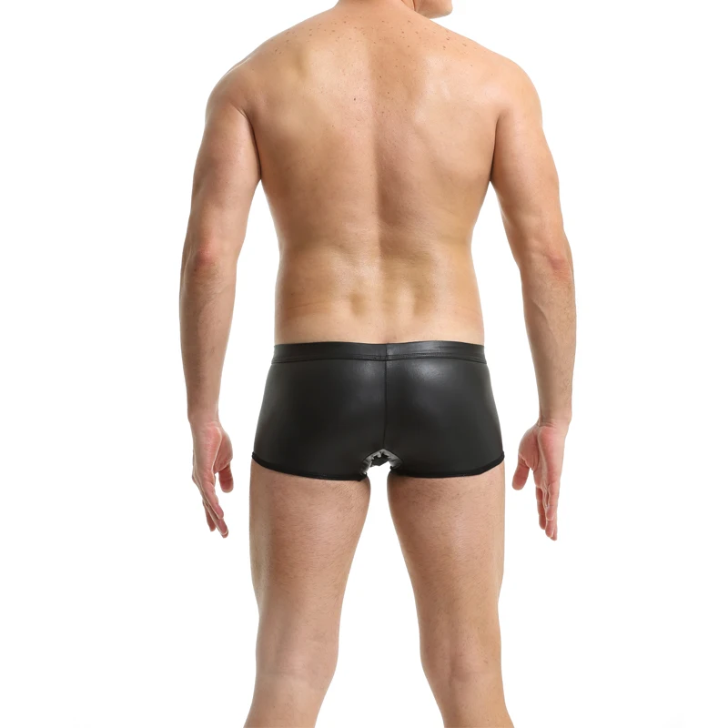 Underwear Men Sports Boxer Shorts Sexy Casual Black Soft Leather Gym Boxer Soft Black Pant Jogging Workout Fashion Sport Shorts
