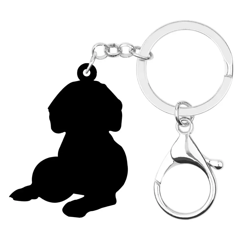 Bonsny Acrylic Cute Beagles Dog Keychains Keyring Long Pet Animal Jewelry Key Chain For Kids Teens Classic Birthday Gift Charms