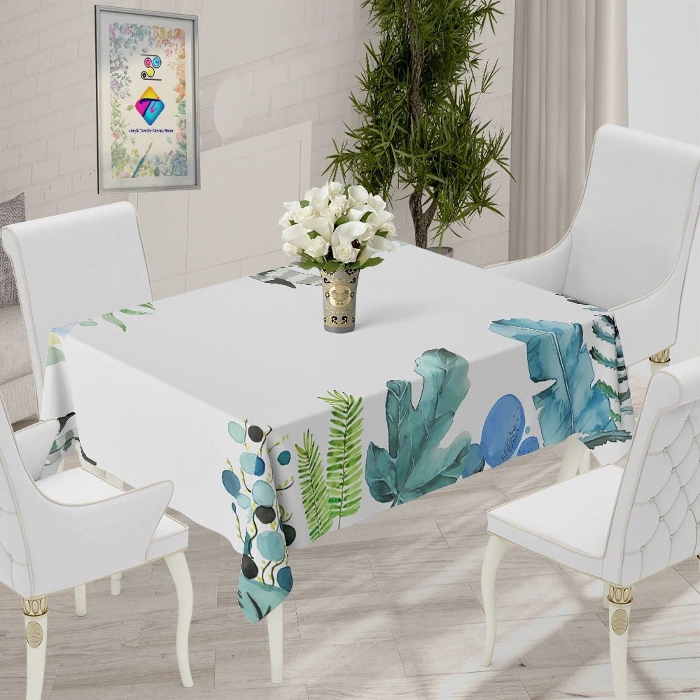 Tropical Banana Leaf Printing Waterproof Tablecloth Wedding Birthday Party Thickening Rectangle Decorative Table Cloth