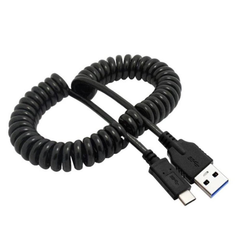 Hohe qualität Schwarz 1,5 M USB 3,1 Typ C Frühjahr versenkbare linie high speed USB Typ-C männlichen zu männlichen USB 3,0 trans