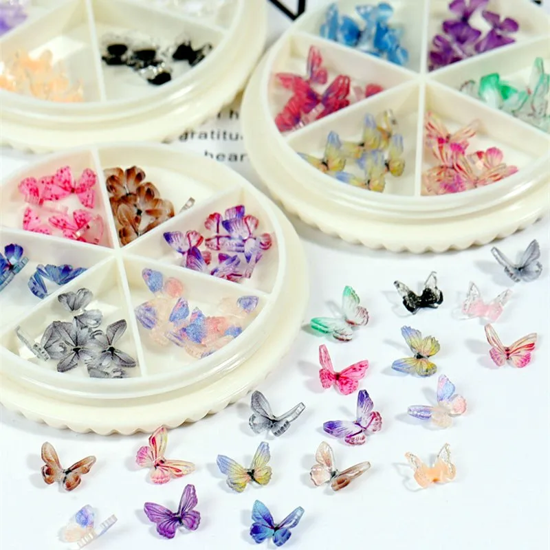 SNASAN 30piece Mixed Acrylic Tiny Butterlfy As Filler For Nail Art Silicone Mould Jewelry Making Component charms Craft Material