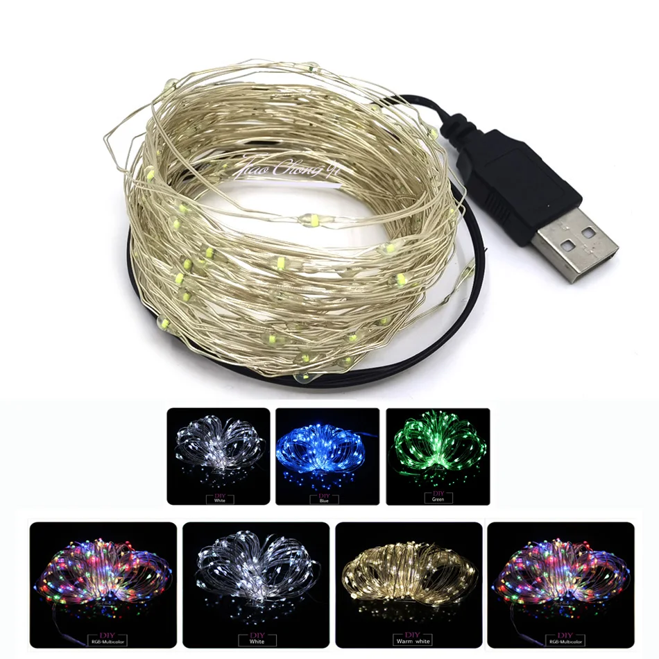 

2/5/10M USB LED String Lights Copper Silver Wire Garland Light Waterproof Fairy Lights For Christmas Wedding Party Decoration