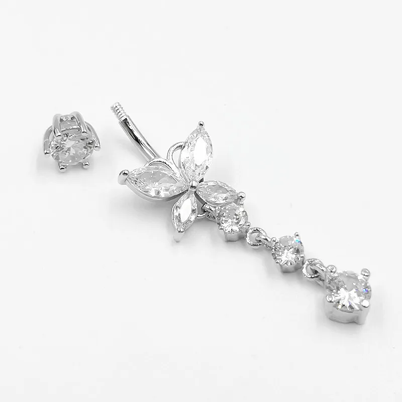 925 sterling silver belly button ring heart cubic zircon navel belly piercing jewelry