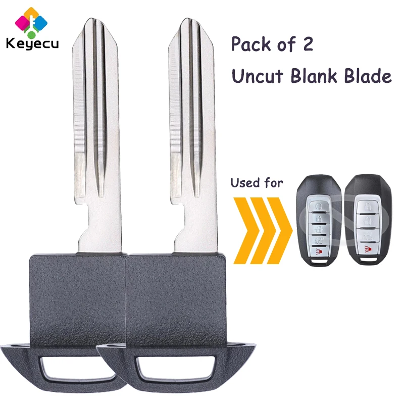 KEYECU 2 Pieces Smart Remote Insert Emergency Car Blank Key Blade for Infiniti QX60 QX50 Q50 Q60 2019 2020 Fob FCC ID: KR5TXN7